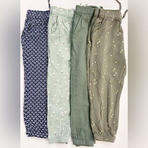 H&M Girls Jogger Pants Lot of 4 Size 5T Floral Heart Geometric Boho Sage